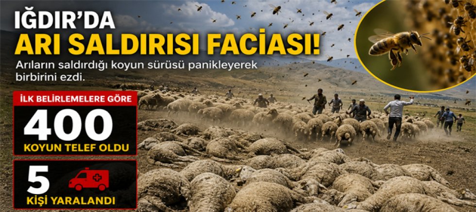 Arılar saldırdı 400 koyun telef oldu 5 kişi de yaralandı