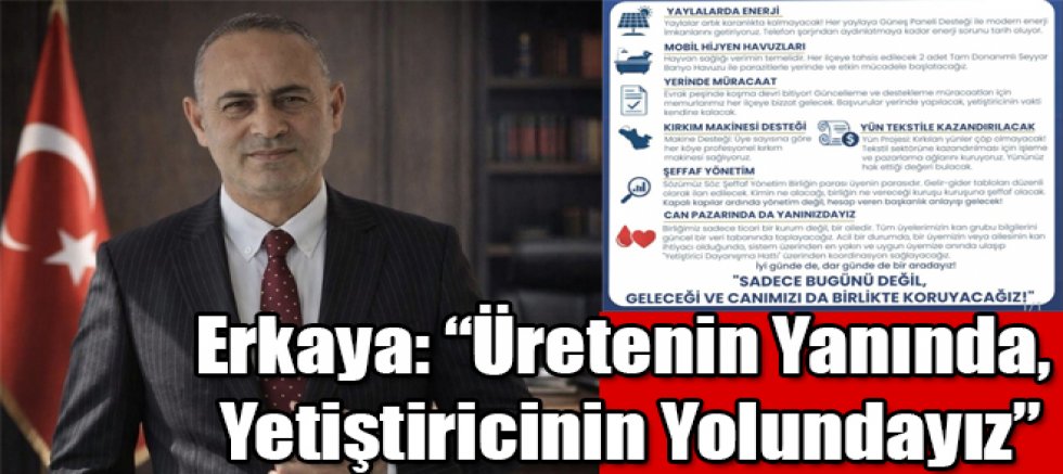 Erkaya: “Üretenin Yanında, Yetiştiricinin Yolundayız”