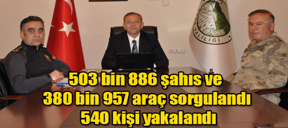 Kars'ta 503 bin 886 şahıs ve 380 bin 957 araç sorgulanırken toplam 540 kişi yakalandı