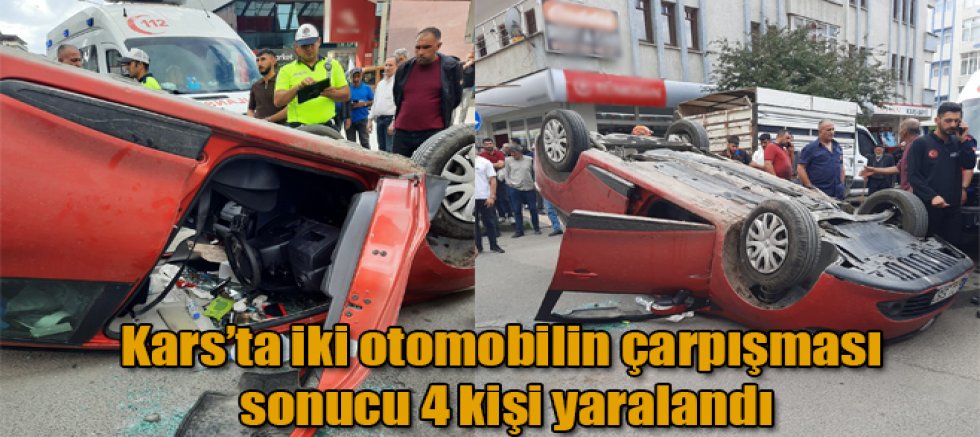 Kars’ta iki otomobilin çarpışması sonucu 4 kişi yaralandı