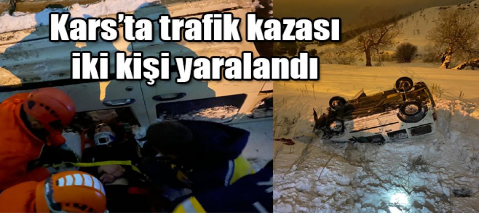 Kars'ta Trafik Kazası İki Kişi Yaralandı