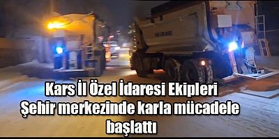 Kars İl Özel İdaresi Ekipleri Şehir Merkezinde Karla Mücadele Çalışması Başlattı