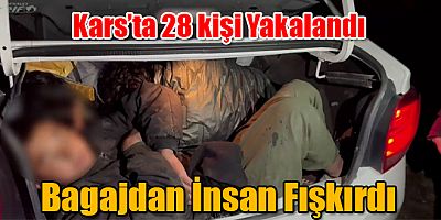 Kars'ta araba bagajlarında 28 kişi çıktı