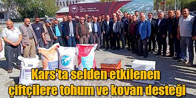Kars'ta selden etkilenen çiftçilere tohum ve kovan desteği