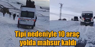 Kars'ta tipi nedeniyle araçlar  yolda mahsur kaldı