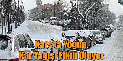 Kars'ta Yoğun Kar Yağışı Etkili Oluyor