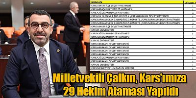 Milletvekili Çalkın, Gazi Kars’ımıza 29 Hekim Ataması Yapıldı