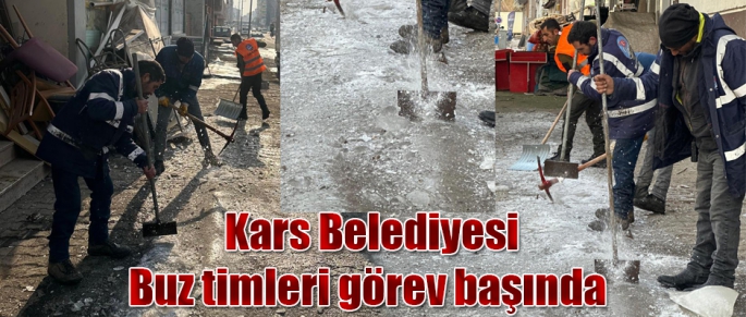 Kars Belediyesi Buz Timleri Görev Başında