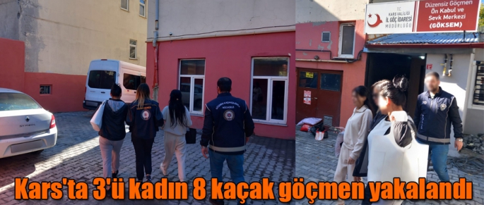 Kars'ta 3'ü kadın 8 kaçak göçmen yakalandı