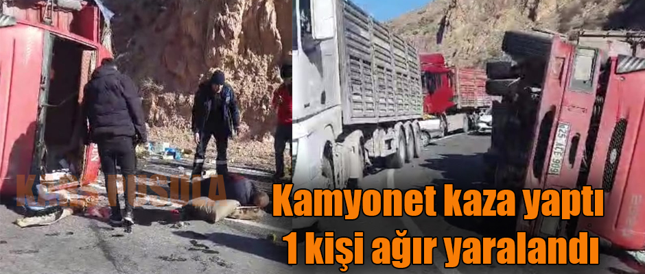 Kamyonet kaza yaptı 1 kişi ağır yaralandı