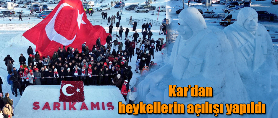 Kars Sarıkamış'ta Kar'dan Heykellerin Açılışı Yapıldı